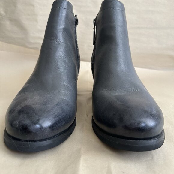 Propet Women 11 Gray Ankle Boot Charcoal Taneka Leather Knit Low Heel Zip Grey - Picture 2 of 8